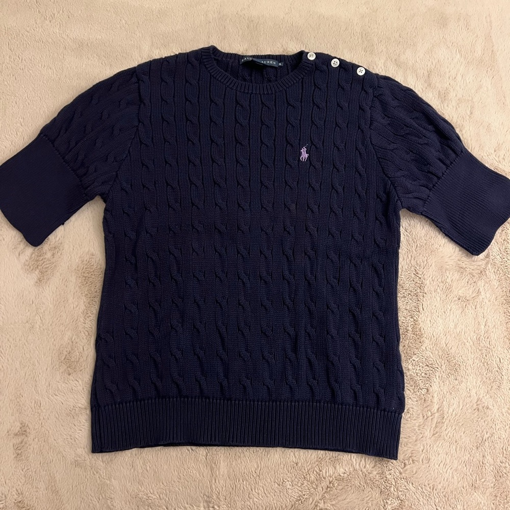 Ralph Lauren Navy Womens Sweater Short Sleeve